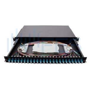 1U Drawer Slide Fibre Optical Rack ODF Terminal Fiber Patch Panel 24 Ports 48 Fiber FTTH 19”